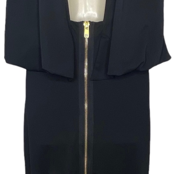 Caribbean Queen Sheath Pencil Dress M Black Backless Sleeveless Gold Zipper Back - Picture 5 of 14